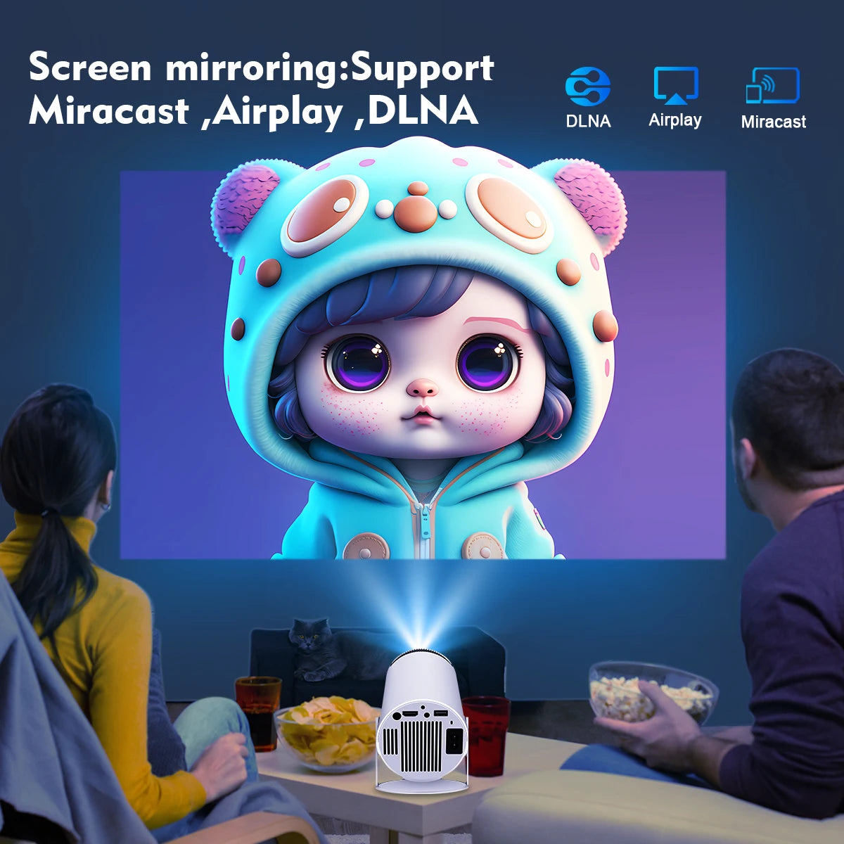 CineDream Portable Smart Hub HD Projector + Free Wireless Noise Cancelling Ear Buds