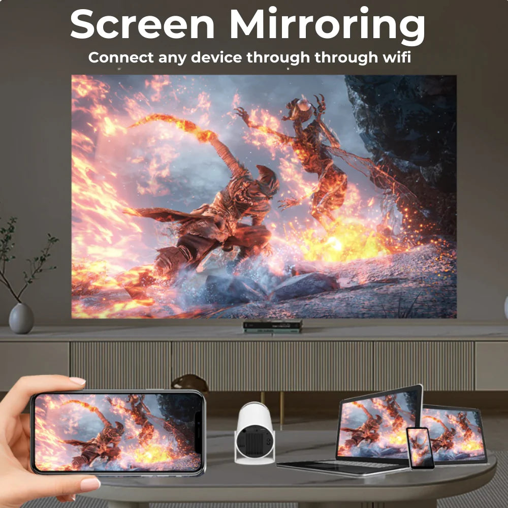 CineDream Portable Smart Hub HD Projector + Free Wireless Noise Cancelling Ear Buds