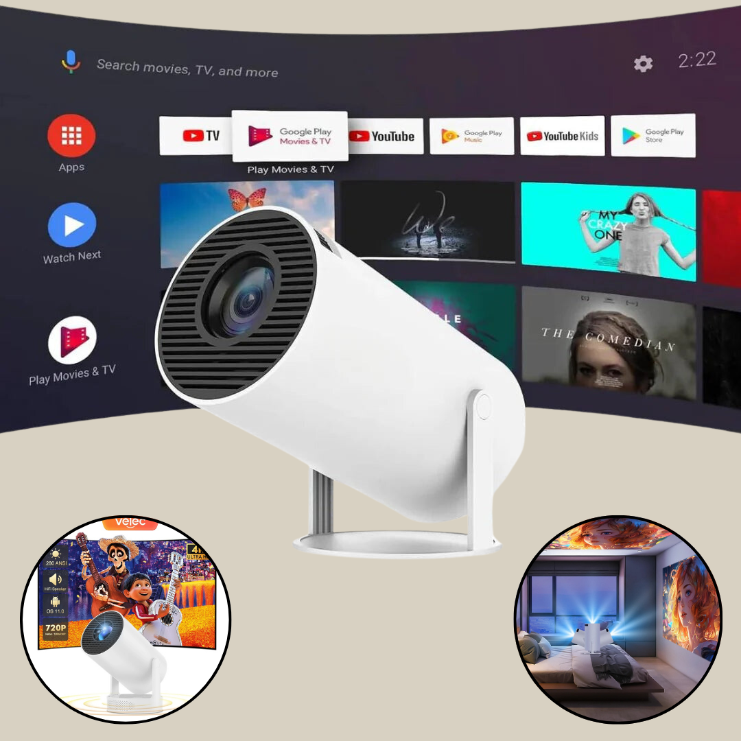 CineDream Portable Smart Hub HD Projector + Free Wireless Noise Cancelling Ear Buds