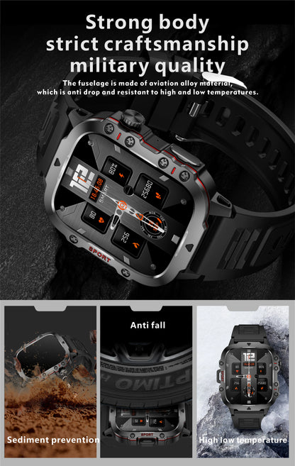 Barenio Military-Grade Smartwatch with 1.96" Screen, Bluetooth, and Fitness Tracking