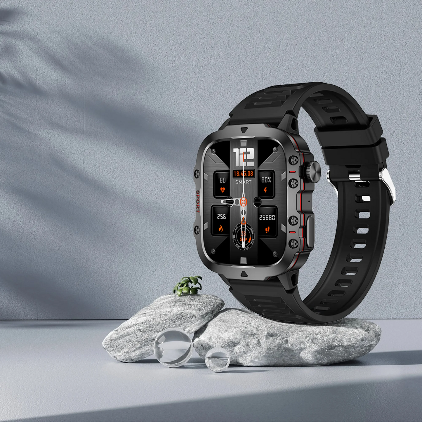 Barenio Military-Grade Smartwatch with 1.96" Screen, Bluetooth, and Fitness Tracking