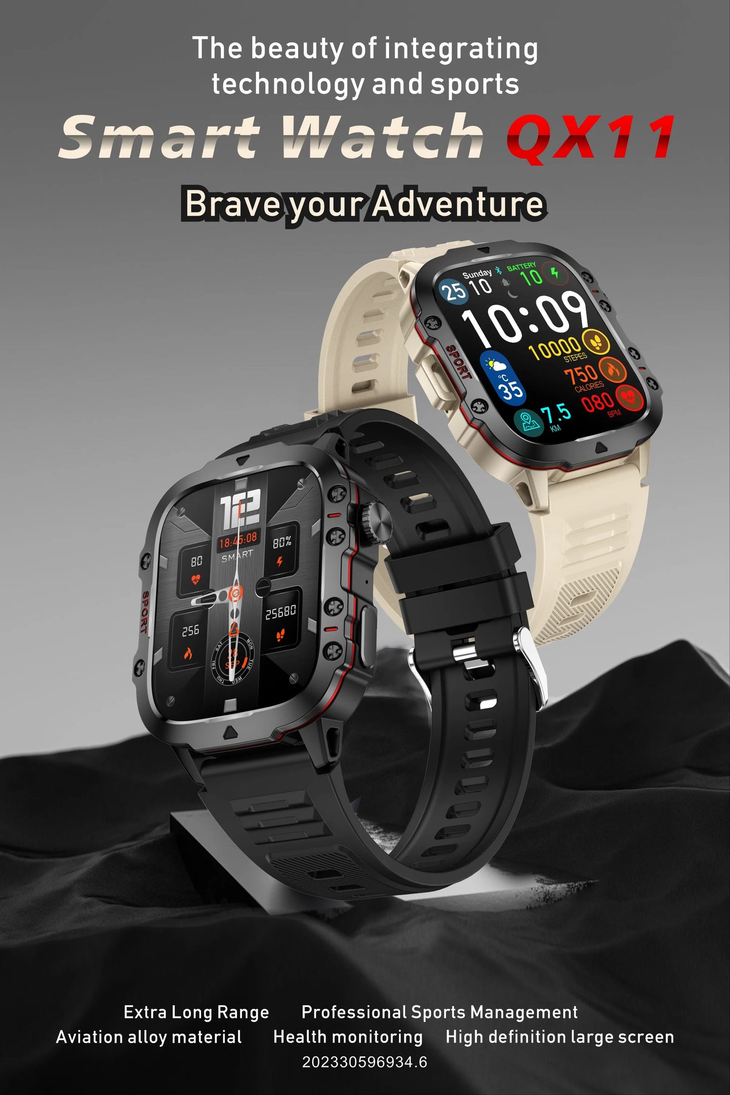 Barenio Military-Grade Smartwatch with 1.96" Screen, Bluetooth, and Fitness Tracking