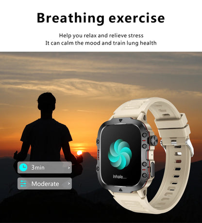 Barenio Military-Grade Smartwatch with 1.96" Screen, Bluetooth, and Fitness Tracking