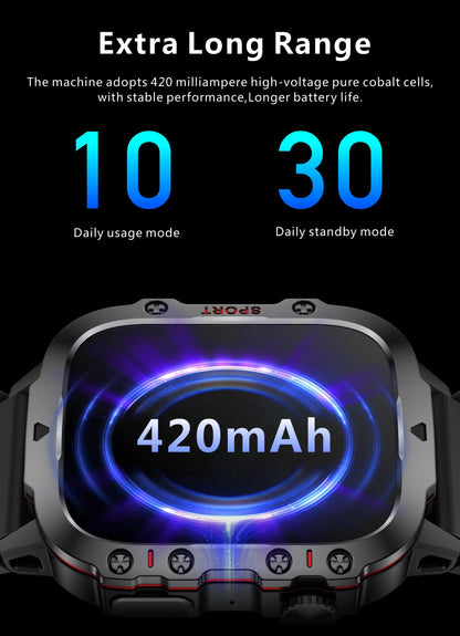 Barenio Military-Grade Smartwatch with 1.96" Screen, Bluetooth, and Fitness Tracking