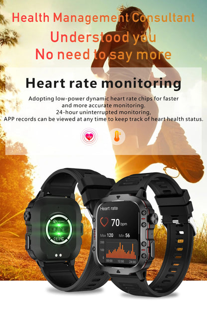 Barenio Military-Grade Smartwatch with 1.96" Screen, Bluetooth, and Fitness Tracking