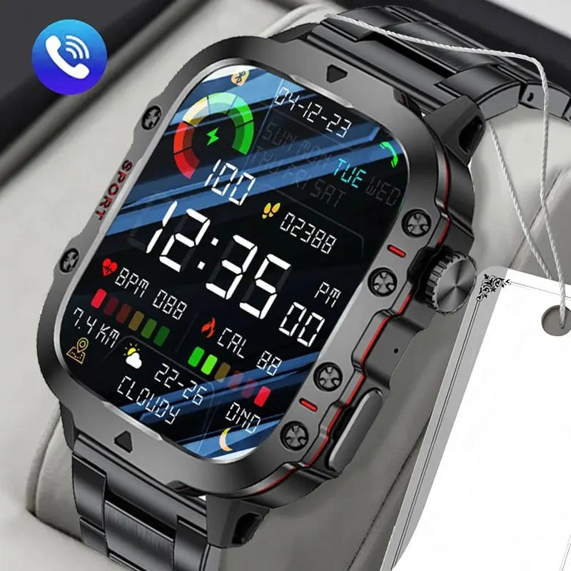 Barenio Military-Grade Smartwatch with 1.96" Screen, Bluetooth, and Fitness Tracking