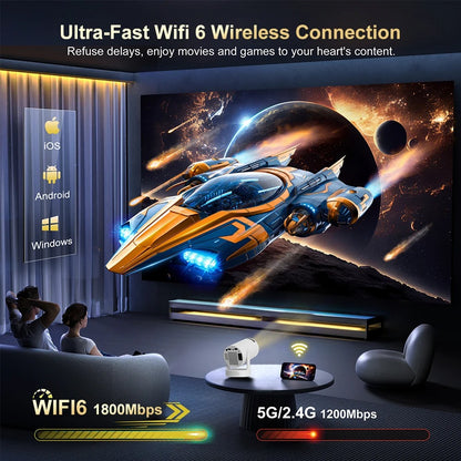CineDream Portable Smart Hub HD Projector + Free Wireless Noise Cancelling Ear Buds