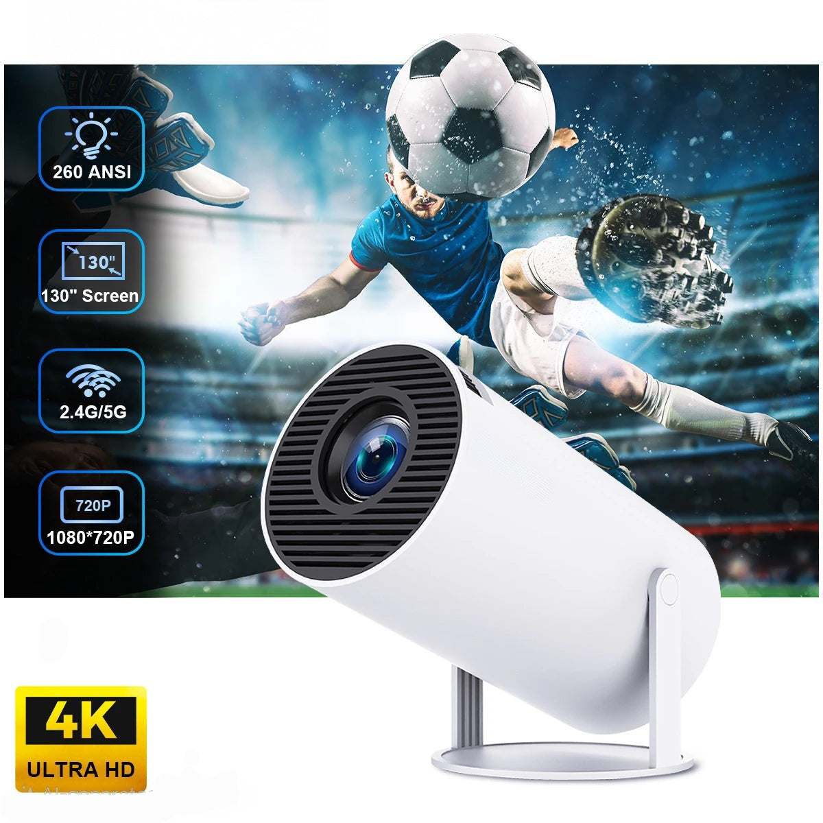 CineDream Portable Smart Hub HD Projector + Free Wireless Noise Cancelling Ear Buds